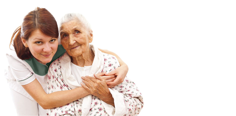 Carer with client at home